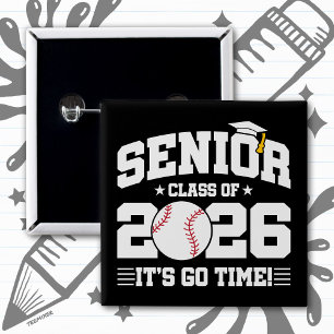 Baseball Team Class of 2026 Graduation Senior 2026 15 Cm Square Badge