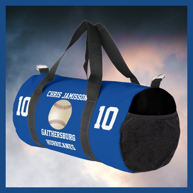 Baseball Team, Coach or Player Blue Personalised Duffle Bag (Creator Uploaded)