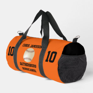 Baseball Team Coach Player Orange and Black Custom Duffle Bag