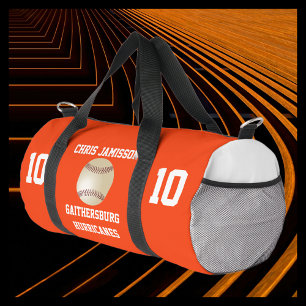 Baseball Team, Coach Player Orange Personalised Duffle Bag