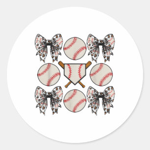Baseball Team Coquette Bow For Women Girl Classic Round Sticker
