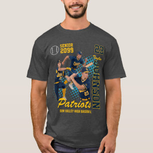 Baseball Team Custom Photo Senior Night Blue T-Shirt