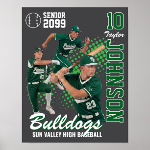 Baseball Team Custom Photo Senior Night Green Poster