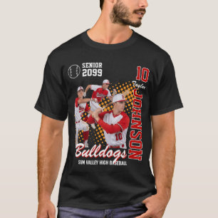 Baseball Team Custom Photo Senior Night Red T-Shirt