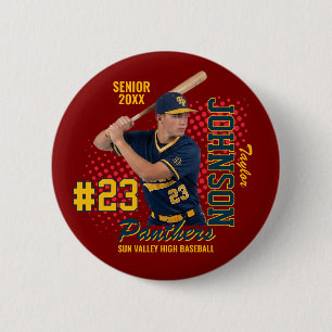 Baseball Team Custom Photo Senior Night Sports 6 Cm Round Badge
