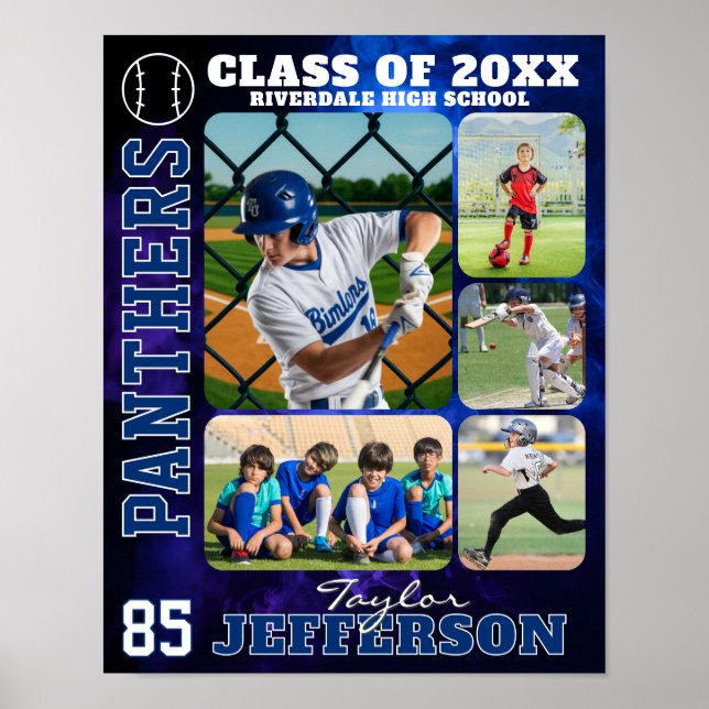 Baseball Team High School Sports Picture Collage Poster (Front)