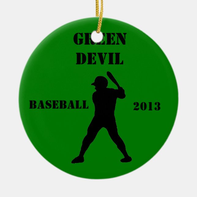 Baseball team keepsake ceramic tree decoration (Front)