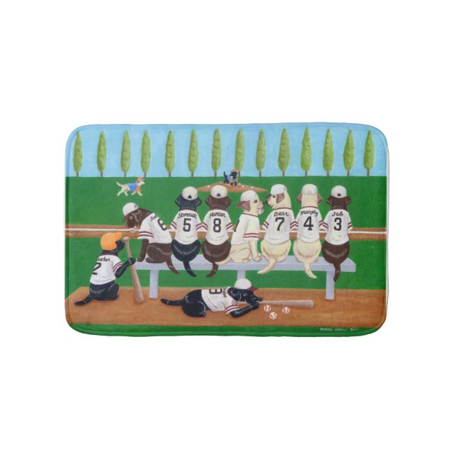 Baseball Team Labradors Bath Mat (Front)