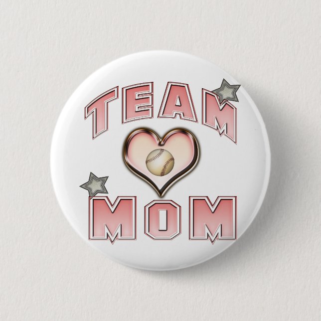 Baseball Team Mum 6 Cm Round Badge (Front)