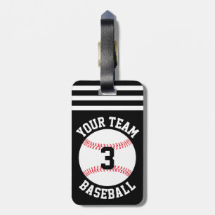 Baseball Team Name and Player Number Baseball Bag  Luggage Tag