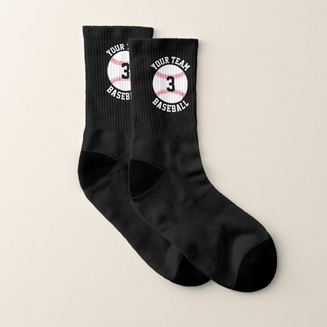 Baseball Team Name and Player Number Custom Large Socks (Pair)