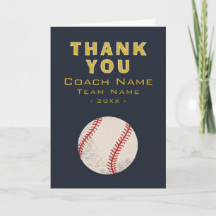 Baseball Team Player Coach Thank You Card