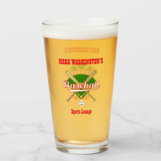Baseball Team Player Sports Lounge Pint Beer Soda Glass