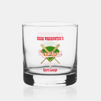 Baseball Team Player Sports Lounge Rocks Whiskey Glass