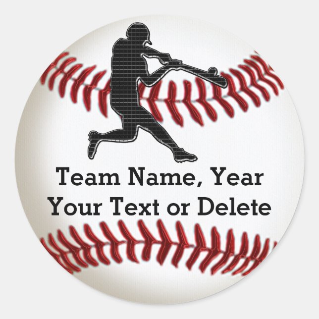 Baseball Team Stickers with Your Text or Delete (Front)
