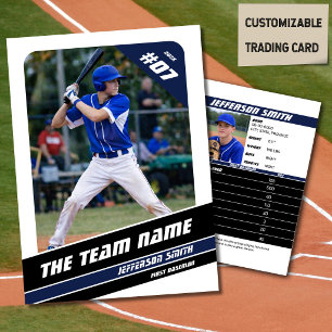 Baseball Team Trading Card Gift Blue White
