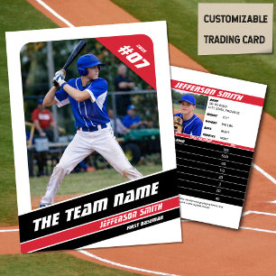 Baseball Team Trading Card Gift Red White