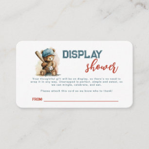 Baseball Teddy Bear Boy Unwaped Gift Baby Shower  Enclosure Card