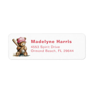 Baseball Teddy Bear Personalised GirlBaby Shower