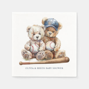 Baseball Teddy Bears Twins Baby Shower Napkin