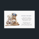 Baseball Teddy Bears Twins Books For Baby Enclosure Card<br><div class="desc">Encourage guests to help build a library for the twins with this sweet “Books for Baby” enclosure card. Featuring watercolor teddy bears with a rustic baseball theme,  it’s a thoughtful way to request a book instead of a card and create a lasting keepsake for the little ones.</div>