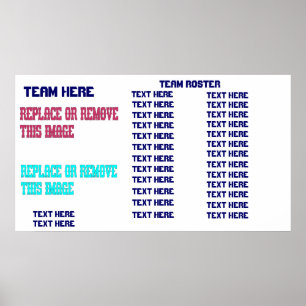 Baseball Template Team Roster Customise Poster