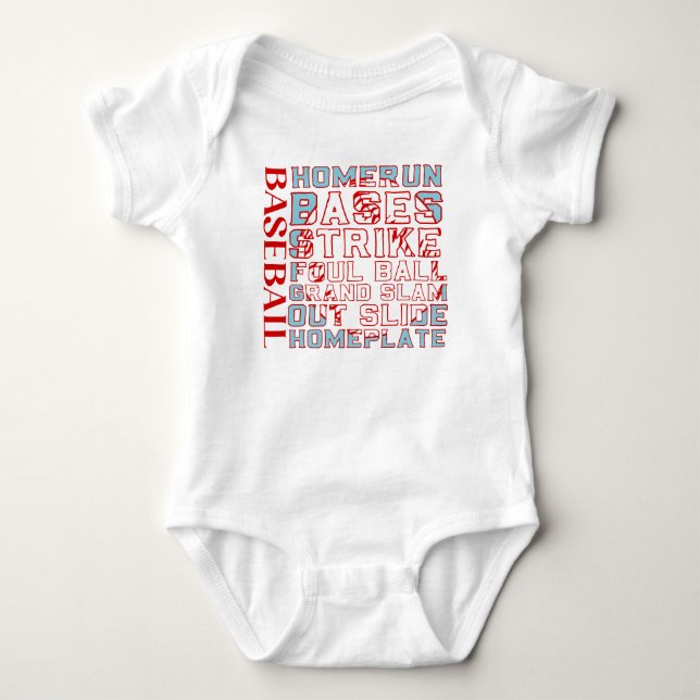 Baseball Terms Baby Bodysuit (Front)