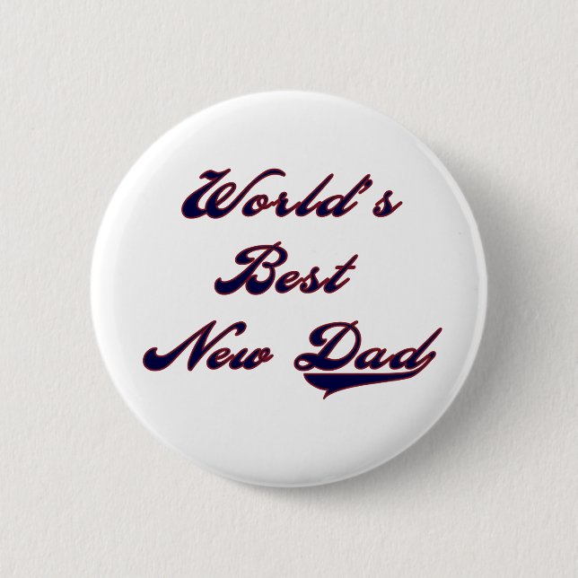 Baseball Text World's Best New Dad 6 Cm Round Badge (Front)
