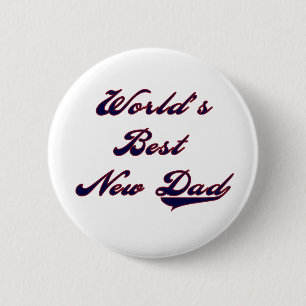 Baseball Text World's Best New Dad 6 Cm Round Badge