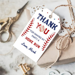 Baseball Thank You Birthday  Gift Tags