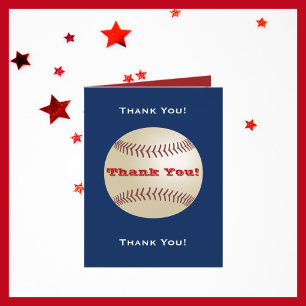 Baseball "Thank You" Blue, Red Note Thank You Card