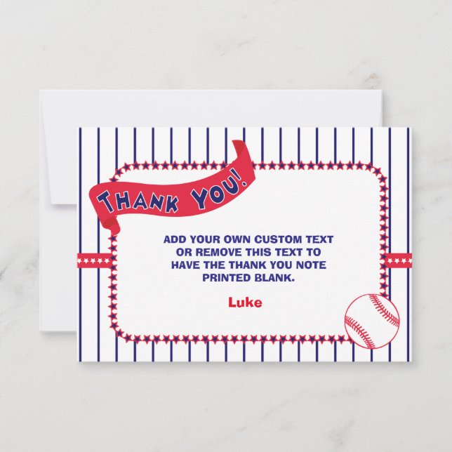 Baseball Thank You Card (Front)