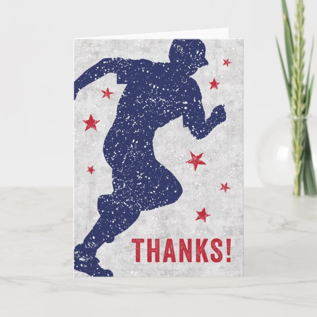 Baseball Thank you card with running boy (Front)