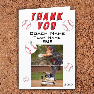 Baseball Thank you Coach 2 Photo Card