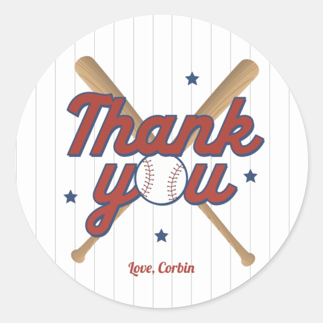 Baseball Thank You Sticker (Front)