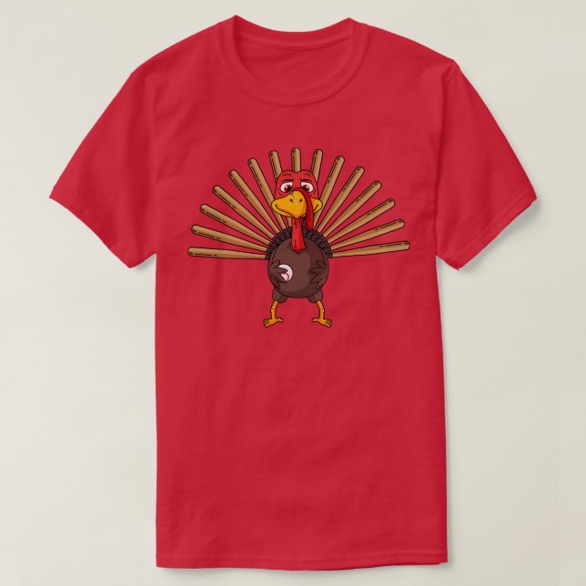 Baseball Thanksgiving Turkey T-Shirt (Design Front)