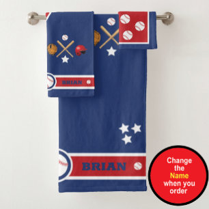 Baseball theme bath towel set