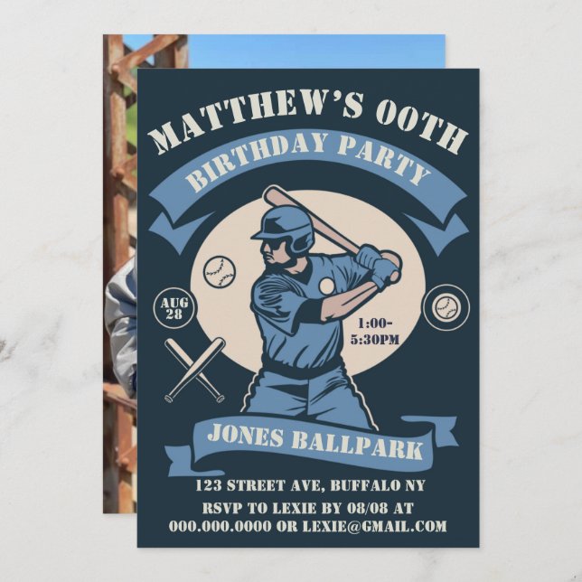 Baseball Theme Birthday Party  (Front/Back)