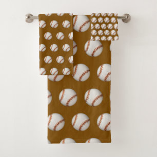Baseball Theme Brown Bath Towel Set