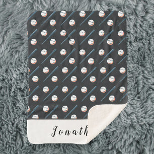Baseball Theme Custom Name Blanket for a Boy