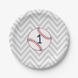 Baseball Theme First Birthday Paper Plates