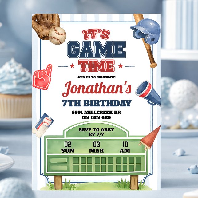 Baseball Theme Game Time Birthday Invitation (Creator Uploaded)