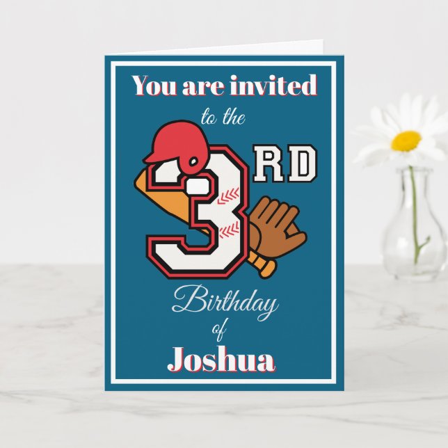 Baseball theme Happy 3rd Sport Birthday Invitation (Small Plant)
