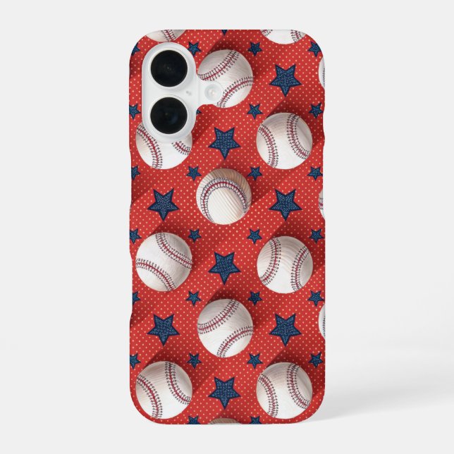 Baseball Theme iPhone 16 Case (Back)