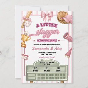 Baseball Theme Little Slugger Baby Shower Invitation