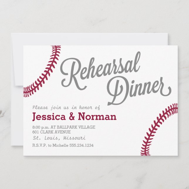 Baseball theme Rehearsal Dinner invitation (Front)