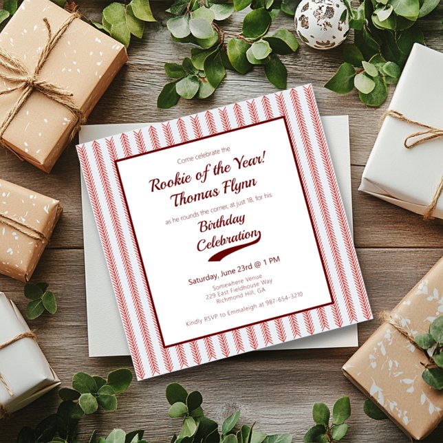 Baseball Theme Sport Square Birthday Invitation (Creator Uploaded)