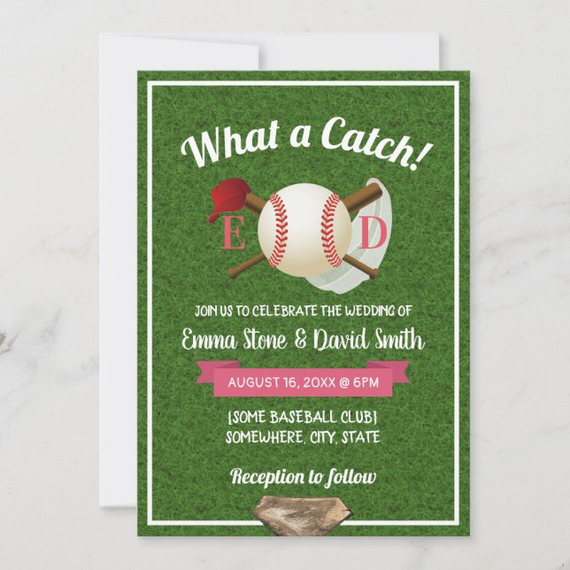 Baseball Theme Sports Wedding Invitation (Front)