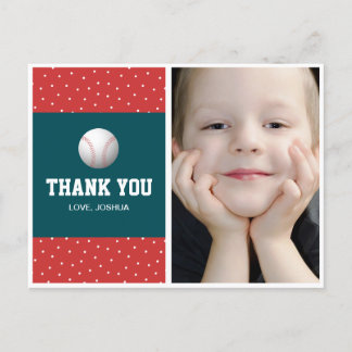 Baseball theme thank you postcard for boys