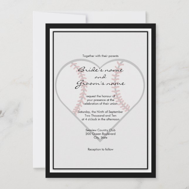 Baseball Theme Wedding Invitations (Front)